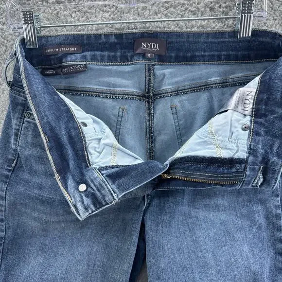 NYDJ Marilyn Straight Leg Jeans Womens 8 Blue Lift Tuck Technology Stretch Denim - Picture 11 of 12